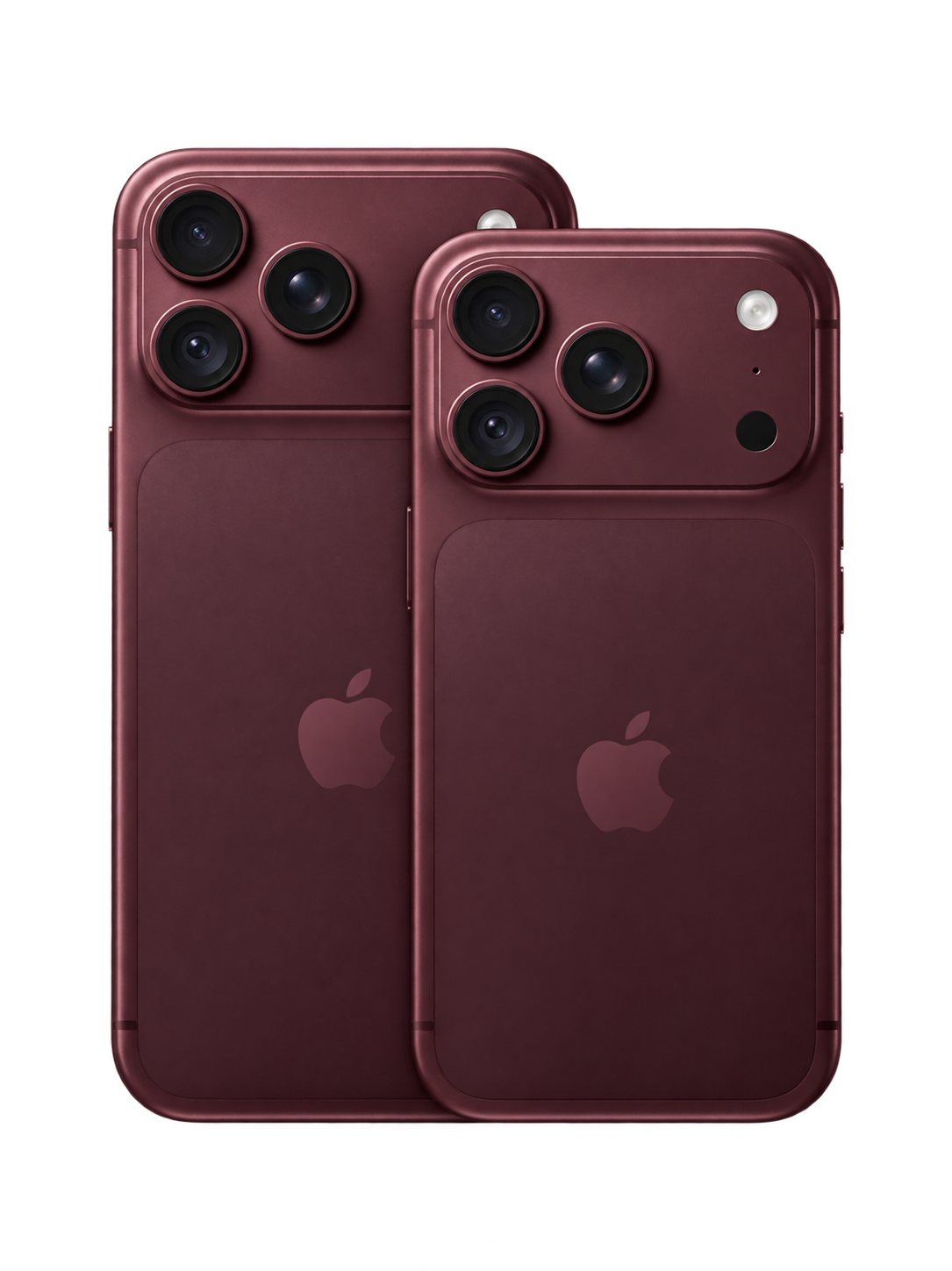 iPhone 18 Pro Max and iPhone 18 Pro in burgundy